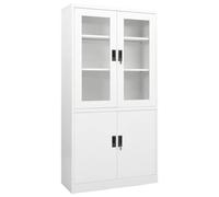 Qnhdfrt Armoire de classement en acier blanc avec 3 étagères et serrures de sécurité 90 x 40 x 180 cm Meuble de bureau pour organisation et rangement de documents