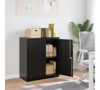 Qnhdfrt Armoire de classement noire 79 x 40 x 90 cm en acier revêtu par pulvérisation robuste et verrouillable avec étagère et support mural pour bureau, bureau à domicile et archives