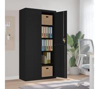 Qnhdfrt Armoire de classement noire 90 x 40 x 180 cm en acier revêtu par pulvérisation avec 4 étagères et portes verrouillables, robuste et élégante, pour bureau, archives et atelier