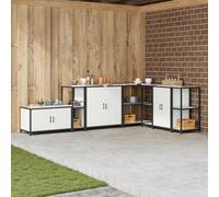 Qnhdfrt Armoire de cuisine blanche 30 x 50 x 92 cm - Étagère en acier avec 2 niveaux - Système modulaire moderne pour l'intérieur et l'extérieur, la cuisine, le couloir, le salon, le bureau