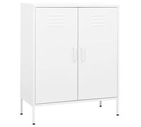Qnhdfrt Armoire de rangement en acier - Blanc - Avec 2 portes et étagères réglables - Pour la maison, le jardin, l'atelier - 80 x 35 x 101,5 cm