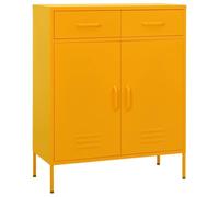 Qnhdfrt Armoire de rangement en acier jaune moutarde 80 x 35 x 101,5 cm avec tiroirs et portes pour rangement dans la maison, le jardin ou le balcon, robuste et stable