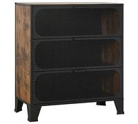 Qnhdfrt Armoire de rangement, marron rustique, buffet en métal et MDF, commode industrielle avec 3 portes en treillis et 2 étagères, armoire de rangement pour salon et chambre à coucher, 72 x 36 x 82