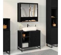 Qnhdfrt Armoire de salle de bain, 65 x 33 x 60 cm, chêne noir, avec cadre en acier, design industriel moderne, grand espace de rangement, construction robuste, facile à monter, pour petite salle de