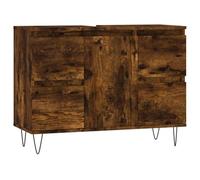 Qnhdfrt Armoire de salle de bain, 80 x 33 x 60 cm, chêne fumé, avec 4 tiroirs et montage de porte flexible, meuble de salle de bain moderne pour petites salles de bains et toilettes d'invités