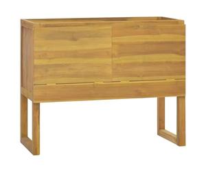 Qnhdfrt Armoire de Salle de Bain 90x40x75,5 cm en Bois de Teck Massif, Meuble de Rangement Solide et Élégant avec Grand Espace pour Toilette et Maison, Finition Naturelle