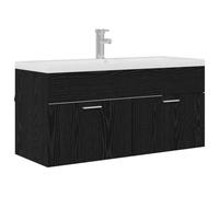 Qnhdfrt Armoire de salle de bain aspect chêne noir 100 x 38,5 x 46 cm - Design moderne avec espace de rangement pour petites et grandes salles de bains - Montage mural pour toilettes d'invités et