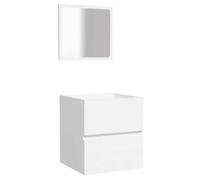 Qnhdfrt Armoire de salle de bain avec miroir - Blanc - 41 x 38,5 x 45 cm - En bois - Pour petites salles de bain - Tiroir de rangement - Montage mural - Meuble de salle de bain moderne et peu