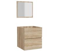 Qnhdfrt Armoire de salle de bain, avec miroir, en bois de chêne Sonoma, 41 x 38,5 x 45 cm, montage mural, ensemble de meubles de salle de bain avec tiroir, design moderne pour petites salles de bains