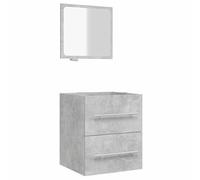 Qnhdfrt Armoire de salle de bain avec miroir - Gris béton - 41 x 38,5 x 48 cm - En bois robuste - Design moderne pour petites salles de bains et toilettes d'invités