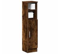 Qnhdfrt Armoire de salle de bain avec porte-rouleaux en bois de chêne fumé 20,5 x 22 x 90 cm - Buffet moderne avec beaucoup d'espace de rangement et butée de porte interchangeable - Pour salle de bain