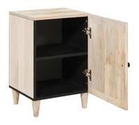 Qnhdfrt Armoire de salle de bain - Blanc - 38 x 33,5 x 58 cm - Bois de manguier massif - Buffet moderne avec 2 portes - Petit meuble de salle de bain pour salle de bain et WC d'invités