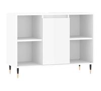Qnhdfrt Armoire de Salle de Bain Blanc Brillant 80x33x60 cm Meuble de Rangement en Bois d'Ingénierie et Fer Commode Gain de Place avec Porte et 4 Étagères pour Entrée Couloir Salon