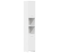 Qnhdfrt Armoire de salle de bain blanche - 30 x 30 x 183,5 cm - En matériau dérivé du bois - Design moderne - 6 compartiments, 2 portes - Robuste - Pour petites salles de bain - Fixation murale