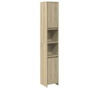 Qnhdfrt Armoire de salle de bain, chêne Sonoma, 30 x 30 x 183,5 cm, design moderne, grand espace de rangement avec 6 compartiments, portes pratiques, facile à entretenir, pour petites salles de bains