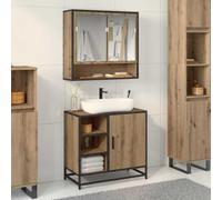 Qnhdfrt Armoire de salle de bain de style industriel en bois et acier 65 x 33 x 60 cm Meuble de salle de bain avec étagère pour petites salles de bains et WC d'invités