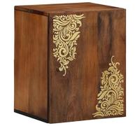 Qnhdfrt Armoire de salle de bain en bois massif de mangue, marron, avec motif floral peint à la main, 38 x 33 x 48 cm, petite armoire murale étroite pour salles de bain étroites