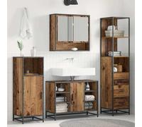 Qnhdfrt Armoire de salle de bain en bois recyclé - 35 x 37,5 x 166 cm - Avec 3 tiroirs et 3 étagères - Aspect industriel - Pieds en acier massif - Beaucoup d'espace de rangement - Meuble de salle de