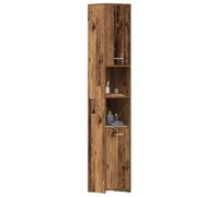 Qnhdfrt Armoire de salle de bain, étroite, aspect bois vieilli, 30 x 30 x 183,5 cm, avec grand espace de rangement, en matériau dérivé du bois, pour organisation de salle de bain