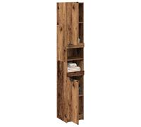 Qnhdfrt Armoire de salle de bain, étroite, aspect bois vieilli, 32 x 34 x 188,5 cm, avec porte flexible et grand espace de rangement pour petites salles de bain