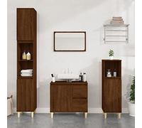 Qnhdfrt Armoire de salle de bain, étroite, aspect chêne, marron, 30 x 30 x 100 cm, avec pieds en bois, porte flexible, pour mettre de l'ordre dans la salle de bain