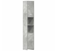 Qnhdfrt Armoire de salle de bain gris béton 183,5 cm de haut avec 6 compartiments et 2 portes en bois - Design moderne - Stabilité robuste - Pour petites salles de bains et toilettes d'invités