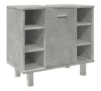 Qnhdfrt Armoire de salle de bain - Gris béton - 60 x 32 x 53,5 cm - En bois avec espace de rangement - Design moderne - Longue durée de vie - Pour petites salles de bains et toilettes d'invités