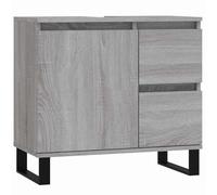 Qnhdfrt Armoire de salle de bain gris Sonoma 65 x 33 x 60 cm en bois avec 2 tiroirs et porte pivotante, design moderne, pieds en acier, montage flexible, meuble de salle de bain pour petites salles de