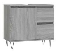 Qnhdfrt Armoire de salle de bain gris Sonoma 65 x 33 x 60 cm en bois avec pieds en fer Design moderne Flexible Montage à gauche et à droite Meuble de salle de bain pour petites salles de bain