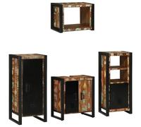 Qnhdfrt Armoire de salle de bain industrielle ensemble de 4 pièces en bois massif recyclé meuble de salle de bain étroit armoire à pharmacie espace de rangement salon