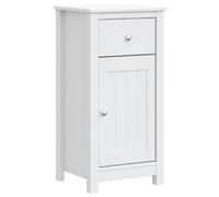 Qnhdfrt Armoire de salle de bain Montagne - Blanc - 40 x 34 x 80 cm - En pin massif - Avec tiroir et porte - Peu encombrant - Cadre miroir robuste et rails en métal