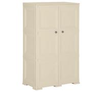 Qnhdfrt Armoire en plastique 79 x 43 x 125 cm - Blanc angora - Design bois - Armoire de rangement avec 2 portes - Pour jardin, bureau et entrepôt - Compacte et facile à nettoyer