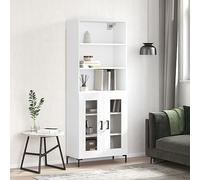 Qnhdfrt Armoire haute blanche 69,5 x 34 x 180 cm en bois avec espace de rangement et pieds en métal pour salon, cuisine, couloir