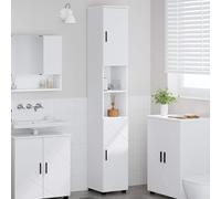 Qnhdfrt Armoire haute de salle de bain - 30 x 35 x 192 cm - En bois blanc - Avec 2 portes - Charge maximale : 60 kg - Fixation murale - Design moderne et miracle de rangement - Pour petites et grandes