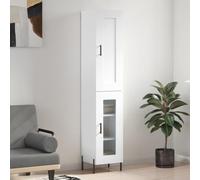 Qnhdfrt Armoire haute en bois blanc 34,5 x 34 x 180 cm avec pieds en métal et porte pratique pour salon, cuisine, couloir