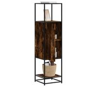 Qnhdfrt Armoire haute en chêne fumé 35,5 x 35 x 139 cm Matériau du bois et métal Meuble de rangement pour cuisine, couloir, salon