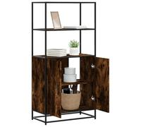 Qnhdfrt Armoire haute en chêne fumé 68 x 35 x 139 cm Matériau bois et métal Espace de rangement pour salon, cuisine, couloir