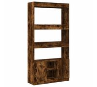 Qnhdfrt Armoire haute en chêne fumé 92 x 33 x 180 cm en matériau dérivé du bois avec 3 compartiments de rangement, étagère robuste pour bureau, salon, chambre à coucher