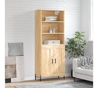 Qnhdfrt Armoire haute en chêne Sonoma en bois et métal avec beaucoup d'espace de rangement, design moderne pour salon, couloir et cuisine