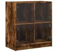 Qnhdfrt Armoire Latérale avec Portes en Verre Buffet de Salon Petit Meuble de Rangement Commode de Cuisine en Bois dIngénierie pour Bureau et Entrée Chêne Fumé 68x37x75,5 cm