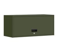 Qnhdfrt Armoire Murale de Garage 80x33x35 cm - Meuble de Rangement Suspendu en Acier Vert Olive pour Atelier et Bureau - Placard Industriel avec Serrure et Porte Basculante à Vérins