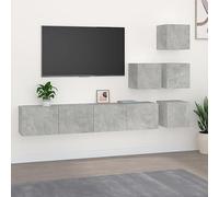 Qnhdfrt Armoire murale - Gris béton - Lot de 6 pièces - Avec 4 x 30,5 cm et 2 x 80 cm - En matériau dérivé du bois - Design moderne - Grand espace de rangement pour salon, chambre à coucher, couloir