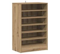 Qnhdfrt Artisan Oak Engineered Wood Shoe Cabinet with 6 Open Shelves