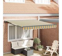 Qnhdfrt Auvent à bras articulés, jaune-vert, 350 x 250 cm, ombrage de terrasse, rétractable en tissu robuste, angle d'ombrage réglable à 10°, montage mural manuel, pour balcon et jardin