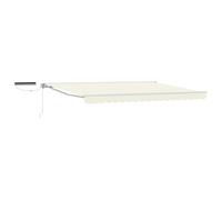Qnhdfrt Auvent électrique extensible - 4,5 x 3 m - Bras articulé - Avec télécommande et manivelle - Store semi-cassette pour terrasse et jardin - Cadre en aluminium blanc crème