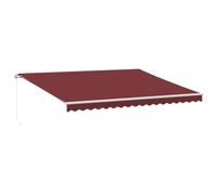 Qnhdfrt Auvent Manuel Rétractable 450x350 cm Store Banne Extérieur avec Manivelle pour Terrasse Balcon Jardin Cadre Aluminium Blanc et Toile Polyester Grand Format Bordeaux