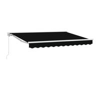 Qnhdfrt Auvent Rétractable Manuel, Store Banne Extérieur pour Terrasse Jardin, Toile d'Ombrage Semi-Cassette avec Manivelle, Structure Aluminium Acier, Noir et Blanc, 3x2,5 m