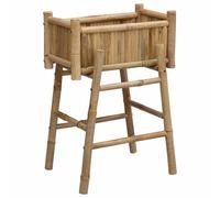 Qnhdfrt Bamboo Planter Box with Stand, 20x15x29 inches | Elevated flower pot holder designed for outdoor gardening on balconies, terraces, and yards.