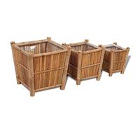 Qnhdfrt Bamboo Raised Garden Beds with Nylon Liners, Set of 3