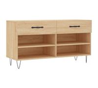 Qnhdfrt Banc à Chaussures Chêne Sonoma 102x35x55 cm Meuble Entrée en Bois d'Ingénierie et Fer avec 2 Tiroirs et 4 Étagères Organisateur de Souliers Robuste pour Couloir